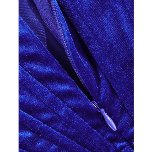 Corset Top Velvet Bodycon Mini Dress Blue Sweetheart Decollete Ruched - Picture 15 of 16